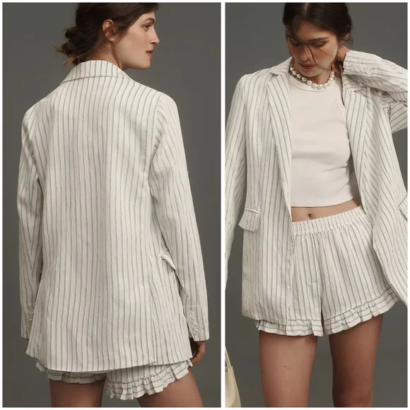 Anthropologie The Tessie Blazer by Maeve: PINSTRIPE - Picture 2 of 2